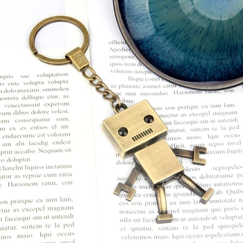 Robot Náhrdelník Prívesok, Bronz Keyring Kúzlo Keychain Láskavosti Dekorácie Prívesok Robot Krúžok Na Kľúče