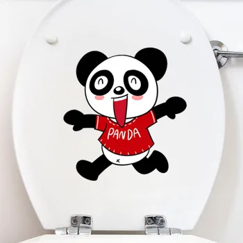 YOJA 18.8X21.2CM Panda Beží Šťastne Domov Stenu Decor Nálepky Wc Odtlačkový Legrační Karikatúra T3-1148