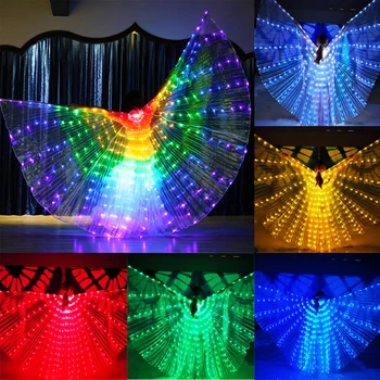 145 cm Dlhé LED Brušného Tanca Handričkou Kostýmy Isis Motýľ Šatkou Víla Vykonanie Oblečenie Svietiť Svetlo Kostýmy S Nastaviteľným