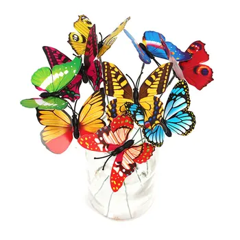 24pcs PVC Motýle s Poliakmi Záhrada Dvore Kvetináč Farebný Motýľ Vkladov Dekorácie Vonkajšie Dekor Kvetináče Dekorácie