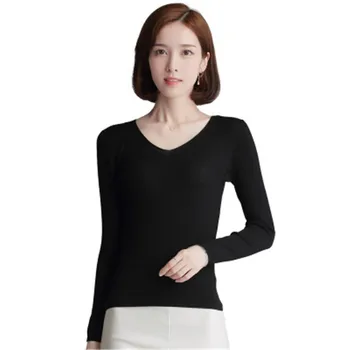 Vysoký stupeň čistá vlna zrastov ženy móda Vneck tenký pulóver sveter farbou M-XL, maloobchod, veľkoobchod