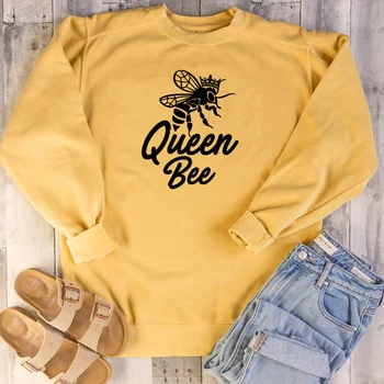 Queen bee grafické ženy móda mikina mladých street style jar jeseň čistej bavlny pulóvre lumbálna v pohode dievča, darček umenie hore