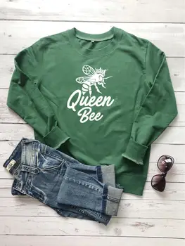 Queen bee grafické ženy móda mikina mladých street style jar jeseň čistej bavlny pulóvre lumbálna v pohode dievča, darček umenie hore