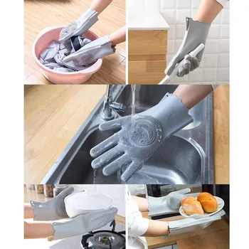 Silicon Umývačky Práčky Čistenie Gumené Rukavice Na Jedno Použitie Potravinársky Čistiaca Špongia Na Riady So Brushs Magic Silikónové Rukavice L4