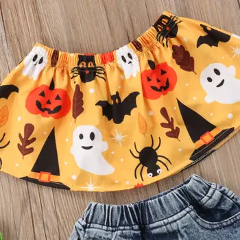 2018 Halloween Roztomilý Novonarodené Dieťa, Dieťa Dievčatá Mimo Ramenný Topy Džínsové Nohavice 3ks Oblečenia Teplej
