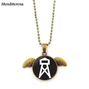 Mendittorosa Vintage Šperky, Sklo Cabochon Náhrdelník Bronz Anjel Krídla Prívesok Pre Ženy, Svadobné Ateista Symbol