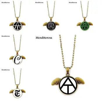 Mendittorosa Vintage Šperky, Sklo Cabochon Náhrdelník Bronz Anjel Krídla Prívesok Pre Ženy, Svadobné Ateista Symbol