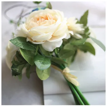 28mm Falošné Ruže Kytice Kvetov Skutočný Dotyk Umelý Kvet Ružový & Shampagne Farieb Pre Domáce Svadobné Dekorácie Veľkoobchod