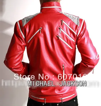 Zriedkavé PUNK Rock Motocykel Klasické MJ MICHAEL JACKSON Kostým Poraziť Red Zips Bunda Fanúšikov Napodobňovateľ Najlepší Darček