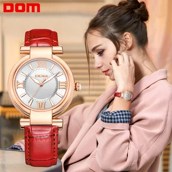 DOM ženy hodinky, luxusné značky nepremokavé štýle, quartz kožené hodinky šaty žien módne hodinky 2018 reloj sledovať hodiny G-1688