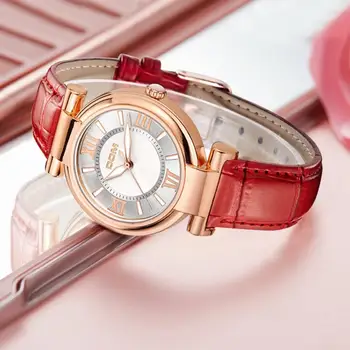 DOM ženy hodinky, luxusné značky nepremokavé štýle, quartz kožené hodinky šaty žien módne hodinky 2018 reloj sledovať hodiny G-1688