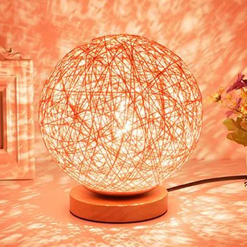 Nordic stolná lampa, spálne, nočná lampa domov kreatívny darček teplé romantický Nočného konope ratan tkanie stôl lampa cezhraničné