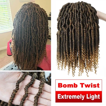 12 palcový Pre Oko Bomba Twist Crotchet predlžovanie Vlasov Ombre Syntetické Vášeň Jar Zvraty Vlasy Čierne Ženy Vrkôčiky