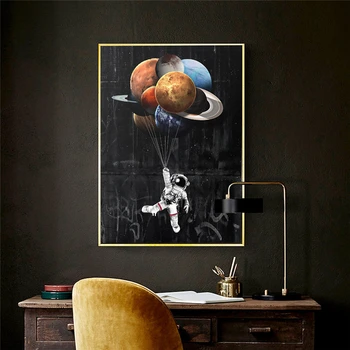 Astronaut Vesmíru, olejomaľba na Plátne Deti Izba Dekor Sníva Hviezdy Plagát a Tlač obrazov na Stenu pre Domáce Dekorácie