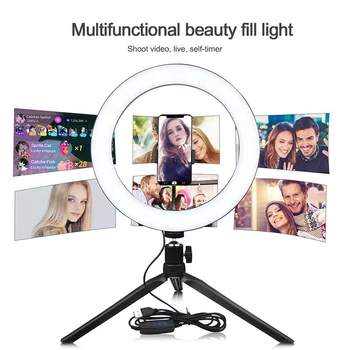 10 inch Krúžok Svetlo Selfie Fotoaparát Telefónu Lampa Profesionálny Statív Stojan s Držiteľa Studio Video Stmievateľné osvetlenie pre Živé make-up