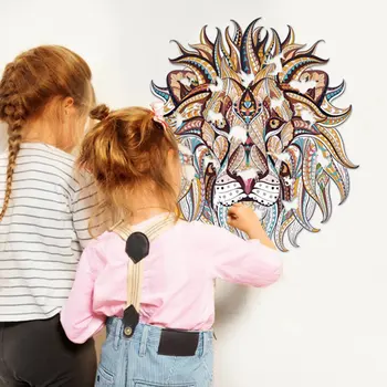 Lev 5D DIY Plný Vrták Špeciálne Tvarované Farebné Sova Tiger, Vlk Fox Diamond Maľovanie Puzzle Deti Nálepky Diamond Obrazy