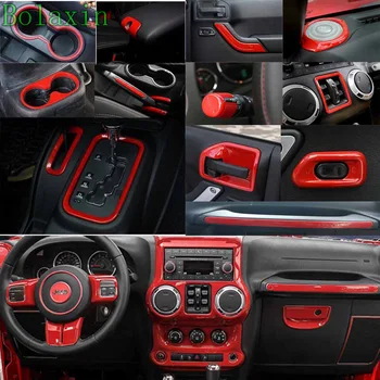 Bolaxin Kvalitné Auto Príslušenstvo, Auto-Styling Červená Celý Súbor Dekorácie Interiéru Čalúnenie Kryt Nálepky Držiak Pre Jeep Wrangler