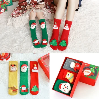 3KS/Set Vianočná Pančucha Baby Chlapci, Dievčatá Roztomilý Kreslený Santa Bavlny, Mäkké Ponožky pre Deti Vianočné Hot