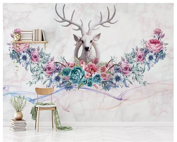 Beibehang Severskej classic krásne hodvábne sklzu abstraktných de parede tapety ručne maľované kvety troch-dimenzionální elk, TV joj
