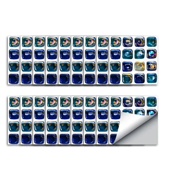 Funlife 10*10 cm Modré Sklenené Mozaiky DIY Samolepiace Vymeniteľné Nepremokavé, TV joj, Bar Dlaždice Nálepky na Stenu Umenie Obtlačky MTS016