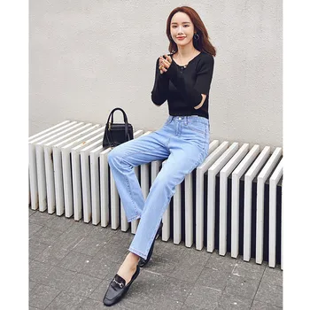 JUJULAND žena bežné hárem nohavice modrej voľné plus veľkosť jeans 003