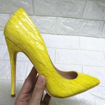 Veľká Veľkosť Sexy Vysoké Podpätky Čerpadlá Ženy Krokodílie Topánky Ženy Pošmyknúť na Sapato Feminino Ukázal Prst Dámy Topánky Zapatos De Mujer