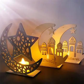 LED Ramadánu Drevené Eid Mubarak Dekorácie Pre Domov DIY Mesiac Mešita Islam Moslimských Doska vďakyvzdania dekorácie pre domov