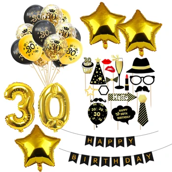 ZLJQ 30 Narodeniny Balón Black Narodeniny Ručné Foto Rekvizity Zlaté Číslo Hliníkovej Fólie Balón 2021 Party Dekorácie Auta
