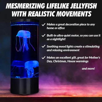 Tichom Oceáne Simulácia Akvárium Valcové akvárium Svetlo USB Plug-in LED Medúzy Svetlo Pestré Farby F