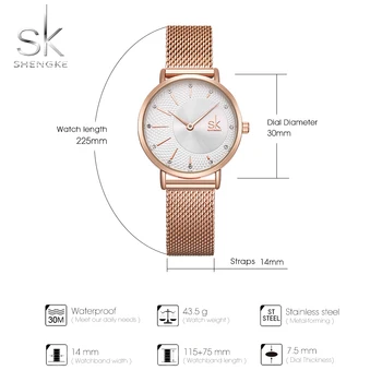 Shengke Quartz Hodinky Ženy Oka Nehrdzavejúcej Ocele Watchband Bežné Hodinky Japonsko Pohyb Bayan Kol Saati Reloj Mujer 2020
