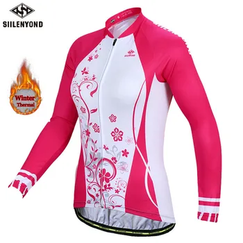 SIILENYOND zimné plus velvet teplé dámske cyklistické oblečenie bunda nosenie cyklistické oblečenie