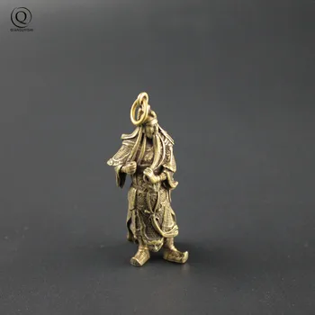 Meď Guan Gong Socha Keychain Prívesky Čínsky Boh Bohatstva Ručné Vintage Čistej Mosadze Šťastie Kľúč Chiains Auto Vrecka Kľúče, Prstene