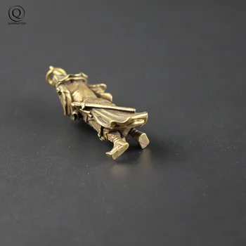 Meď Guan Gong Socha Keychain Prívesky Čínsky Boh Bohatstva Ručné Vintage Čistej Mosadze Šťastie Kľúč Chiains Auto Vrecka Kľúče, Prstene