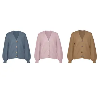 Ženy Dlhý Rukáv Pletený Sveter Topy Farbou Otvoriť Predné Slim Cardigan Kabát