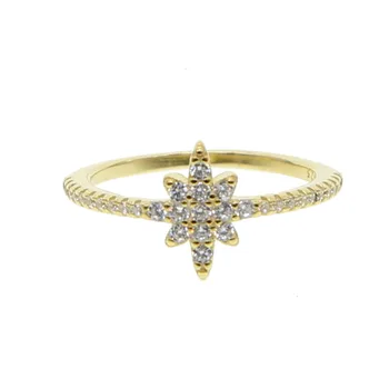 Reálne 925 Sterling Silver gold color Crystalized Snowflake Prstene Pre Ženy S AAA CZ Luxusné Pôvodný Krúžok Jemné Jewelry2019