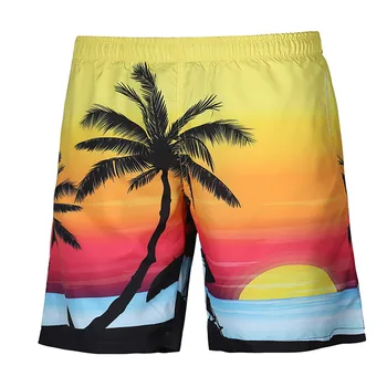 Pánske módne Letné Bežné Plus Veľkosť tlače Tropic Havaj Palm 3D Vytlačené Beach Šortky, Nohavice