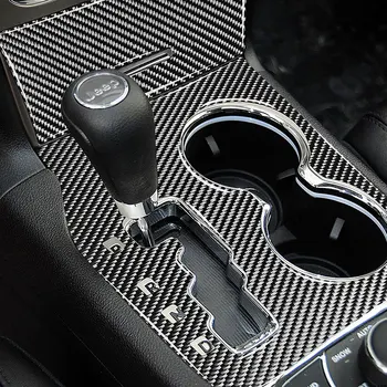 Carbon Fiber Auto Príslušenstvo, Centrálny ovládací gombík panel Časti Čierna nálepky Používané na Jeep Grand Cherokee-2018