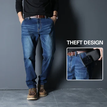 2020 mužov nové módne veľká veľkosť 44 46 48 džínsy vysoko kvalitnej bavlny voľné džínsové nohavice anti-theft zips jar značkových džínsov