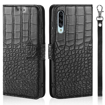 Telefón Puzdro Pre Samsung Galaxy A90 Prípade Peňaženky Krokodíla Textúry Kože Knihy Dizajn Telefónu Coque Capa S Popruh Držiteľov Karty