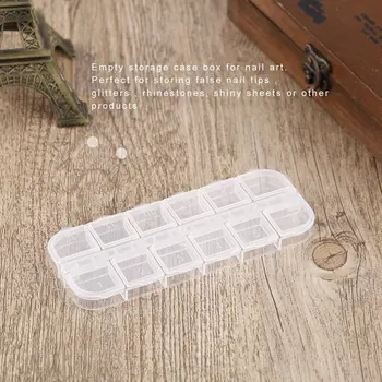 Transparentné 12 Mriežky Plastové Skladovanie Prípade Box, Multi-Function Organizátor Držiak Na Šperky Pilulku Nail Art Drog Krúžok