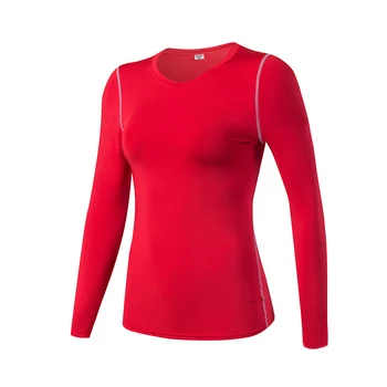 WOHUADI Plus veľkosť XXL dámske jogy nosiť športové tričko s dlhým rukávom Profesionálne rýchle sušenie fitness oblečenie Base tričko tesný top