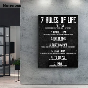 Sedem Pravidiel Moderný Minimalistický List Život to Urobiť Teraz, Dať Nejaký Čas, Plátno, Olej Maľovanie na Stenu Umelec Domov Dekoratívne Tlač