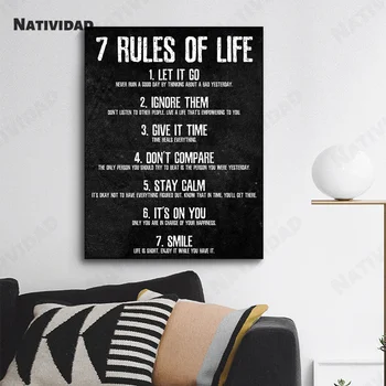 Sedem Pravidiel Moderný Minimalistický List Život to Urobiť Teraz, Dať Nejaký Čas, Plátno, Olej Maľovanie na Stenu Umelec Domov Dekoratívne Tlač