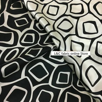 High-grade vytlačené módne textílie nové nepravidelný geometrické tlačiť 140 cm široký úsek prírodný hodváb saténové sukne, košele, pyžamá textílie