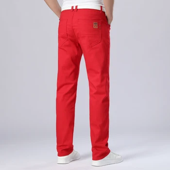 2020 Džínsy Pre Mužov, Rovné Nohavice Muž Kvalitné Červené Slim Fit Tepláky Denim Dizajnér Bežné Motorkárske Nohavice Pantalon Hombre