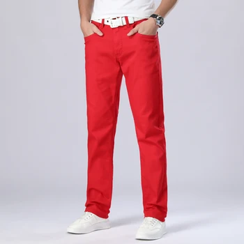 2020 Džínsy Pre Mužov, Rovné Nohavice Muž Kvalitné Červené Slim Fit Tepláky Denim Dizajnér Bežné Motorkárske Nohavice Pantalon Hombre