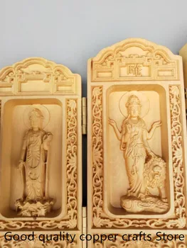 Čína handwork drevorezbárstvo osem Guanyin bódhisattva sochu Budhu