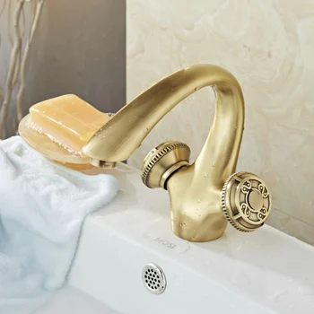 BECOLA Nový Design Dvojitá Rukoväť Kúpeľňa Umývadlo Ťuknite na položku Zmiešavač Teplej a Studenej Vody Antique Brass Povodí Kohútik B-10604