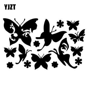 YJZT 18.5X11.6TYP Motýle Rodiny Zvierat Vinylové Nálepky Funny Auto Nálepky Dekorácie C25-0699