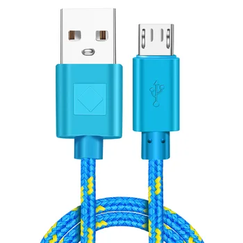 1m Pletená Micro USB Kábel Farba Dátový Kábel pre Android, IOS, Mobilné Telefónny Kábel, Kábel Reproduktora, Elektronický Produkt Dátový Kábel